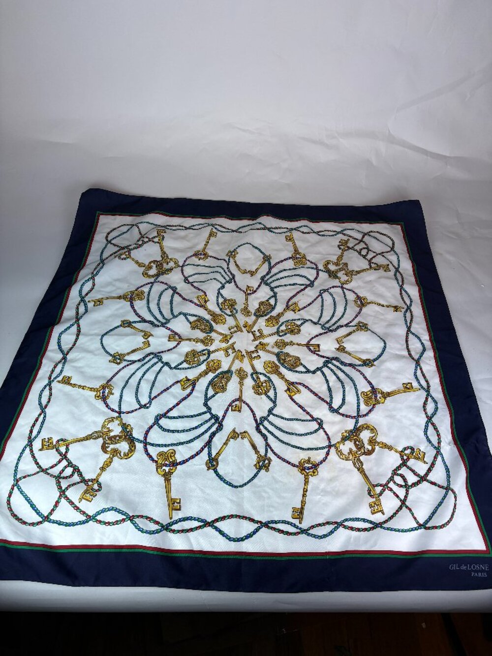 Gil de Losne Paris Vintage Key & Rope Print Scarf